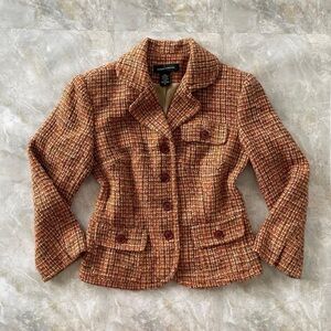 90s Y2K Moda International Wool Blend Tweed Jacket Spring Colors